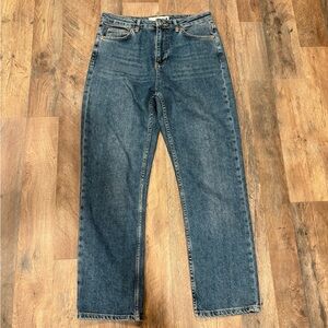 Topshop MOTO Women's Straight Leg MEDIUM Wash Blue Jeans size W30 L32
